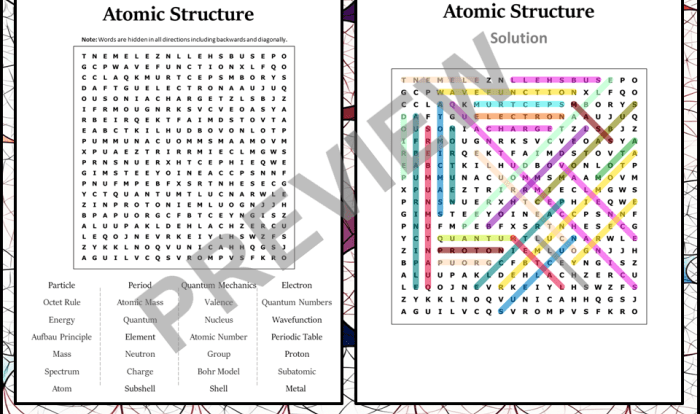 Atomic structure word search answer key