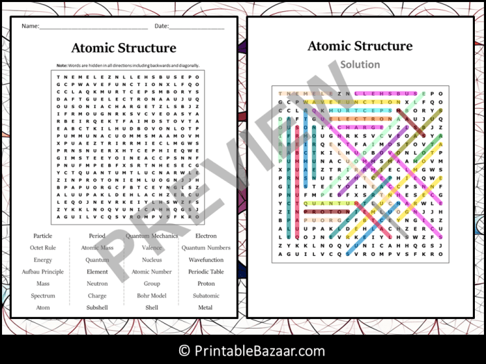 Atomic structure word search answer key